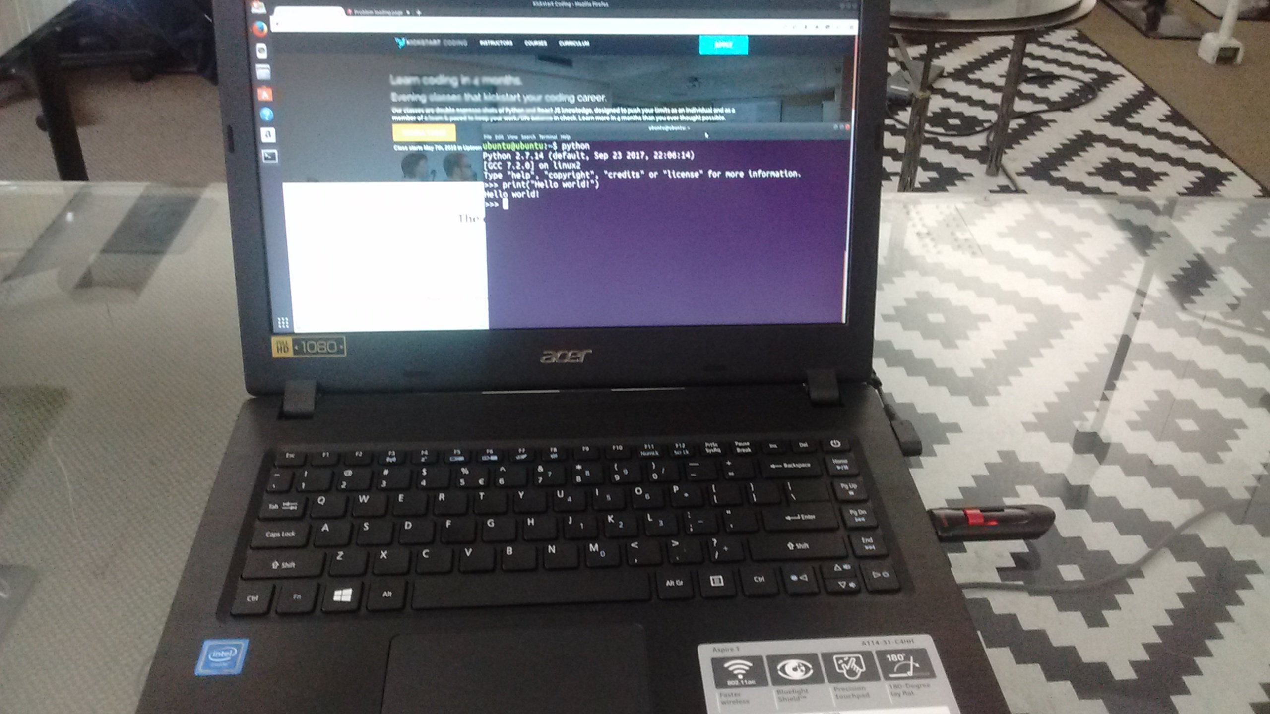 Linux running on my Acer Aspire 1